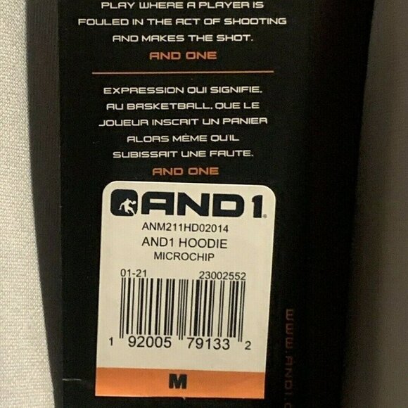 AND1 Mens Active Pivot Basketball Hoodie Pullover Size M Light Gray - Picture 9 of 12